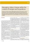 Managing culture change within the context of M&As