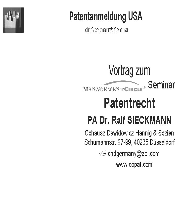 Cover zu 5 Patentanmeldung in den USA