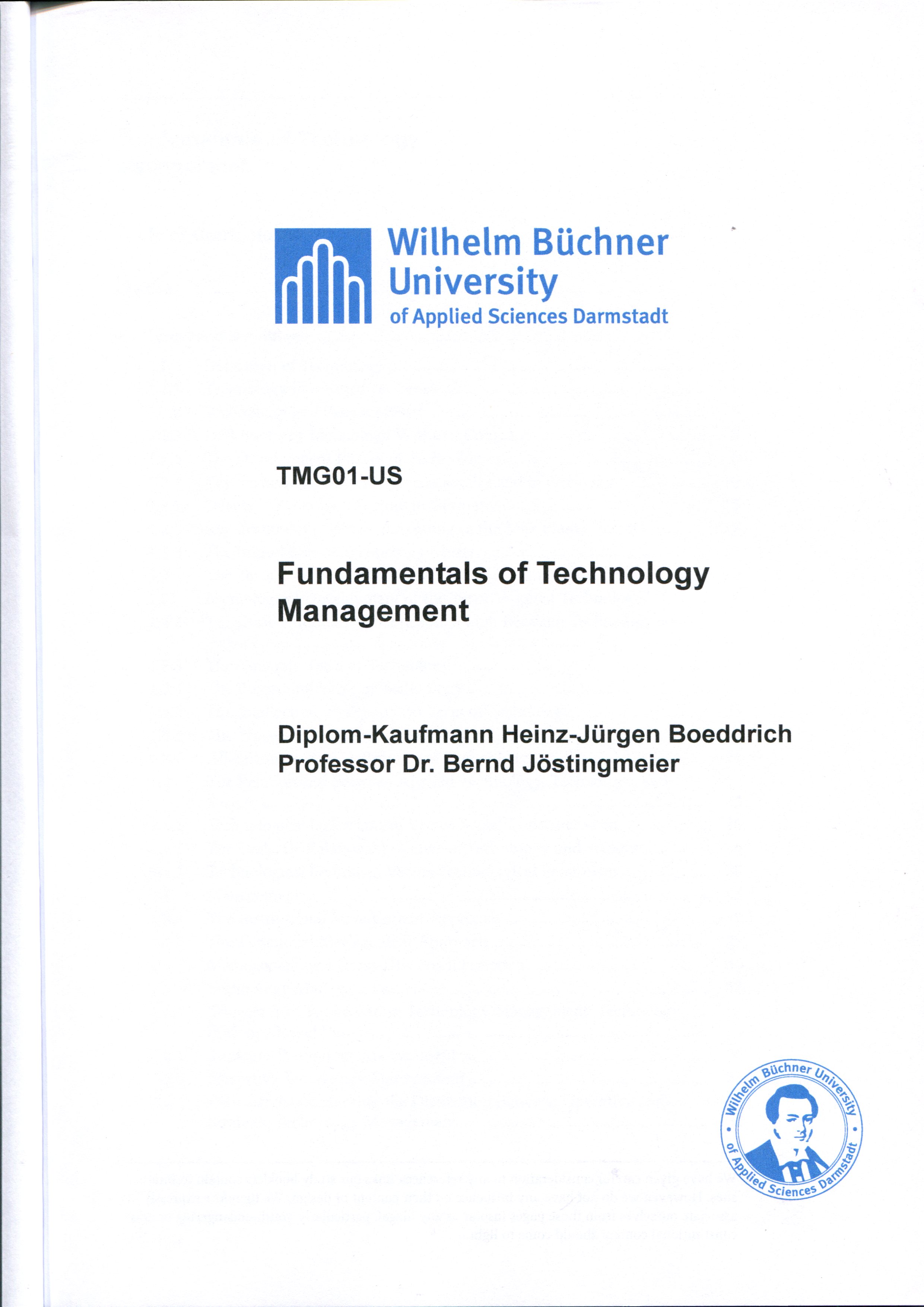 Cover zu Fundamentals of Technology Management
